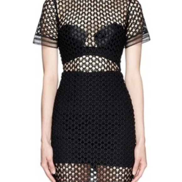 MSRP $585! Insane! Body-Hugging Black Mermaid Cut-Out Self-Portrait Midi Dress